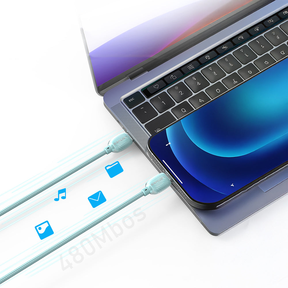 Lenyes LC536 Type-C to Type-C PD Örgü Tasarımlı Hızlı Şarj Özellikli Data ve Şarj Kablosu 60W 1M Beyaz