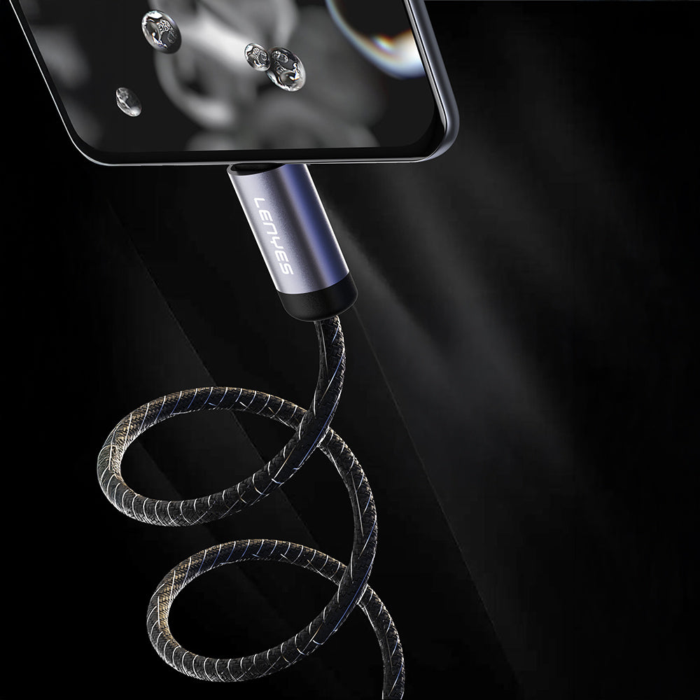 Lenyes LC537 Type-C to Type-C Hızlı Şarj Özellikli Örgülü Data ve Şarj Kablosu 60W 1M Siyah