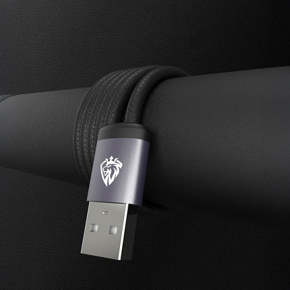 Lenyes LC537 USB-A to Micro Hızlı Şarj Özellikli Örgülü Data ve Şarj Kablosu 10W 1M Siyah