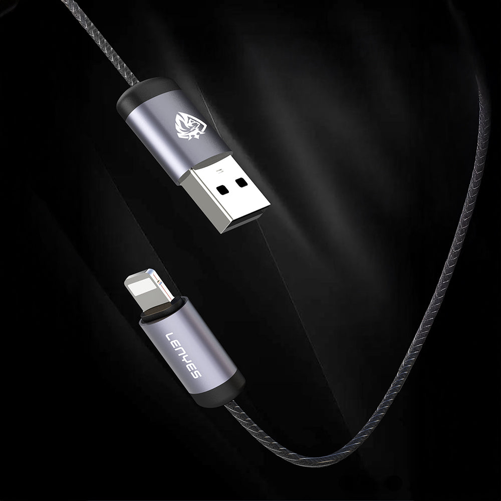 Lenyes LC537 USB-A to Type-C Örgü Tasarımlı Hızlı Şarj Özellikli Data ve Şarj Kablosu 10W 1M Siyah