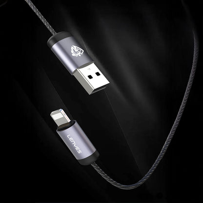 Lenyes LC537 USB-A to Type-C Örgü Tasarımlı Hızlı Şarj Özellikli Data ve Şarj Kablosu 10W 1M Siyah