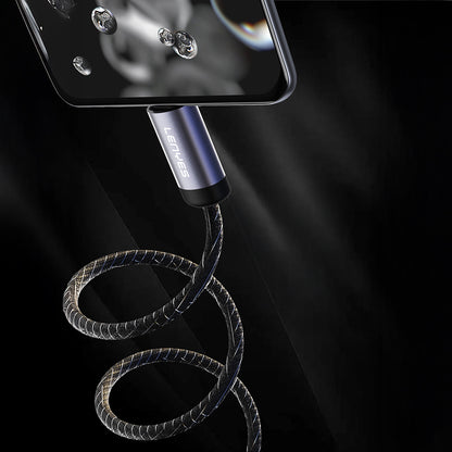 Lenyes LC537 USB-A to Type-C Örgü Tasarımlı Hızlı Şarj Özellikli Data ve Şarj Kablosu 10W 1M Siyah