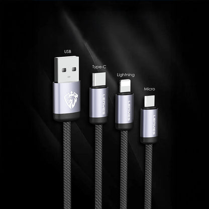 Lenyes LC537 USB-A to Type-C Örgü Tasarımlı Hızlı Şarj Özellikli Data ve Şarj Kablosu 10W 1M Siyah