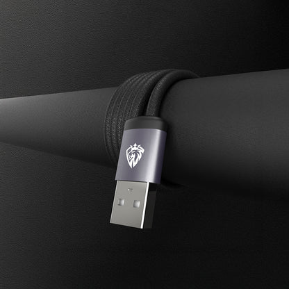 Lenyes LC537 USB-A to Type-C Örgü Tasarımlı Hızlı Şarj Özellikli Data ve Şarj Kablosu 10W 1M Siyah