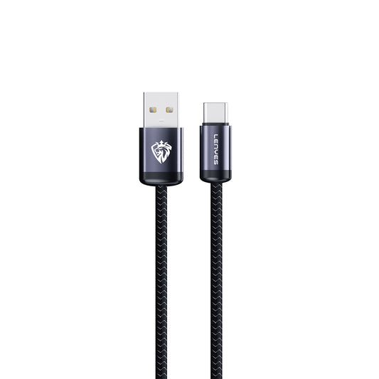 Lenyes LC537 USB-A to Type-C Örgü Tasarımlı Hızlı Şarj Özellikli Data ve Şarj Kablosu 10W 1M