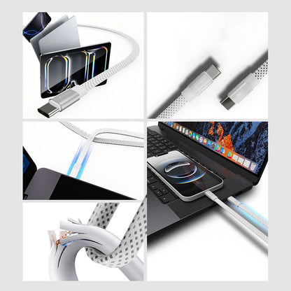 Lenyes LC538 Type-C to Lightning Hızlı Şarj Özellikli 48D Aramid Fiber Örgü Tasarımlı Data ve Şarj Kablosu 27W 1M Beyaz