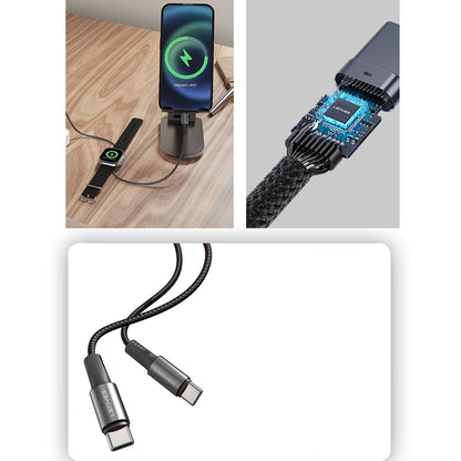 Lenyes LC540 Type-C to Type-C + Akıllı Saat Şarj Kablosu 100W 1.2M Siyah