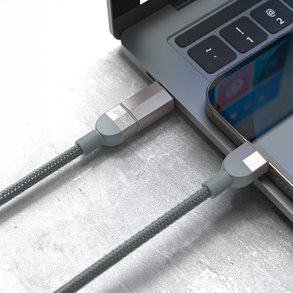 Lenyes LC543 4in1 Hızlı Şarj Özellikli USB-A - Type-C + Type-C to Lightning Data ve Şarj Kablosu 240W 1M Gri