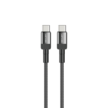 Lenyes LC546 Type-C to Type-C Örgü Tasarımlı Hızlı Şarj Özellikli Data ve Şarj Kablosu 60W 1M Siyah