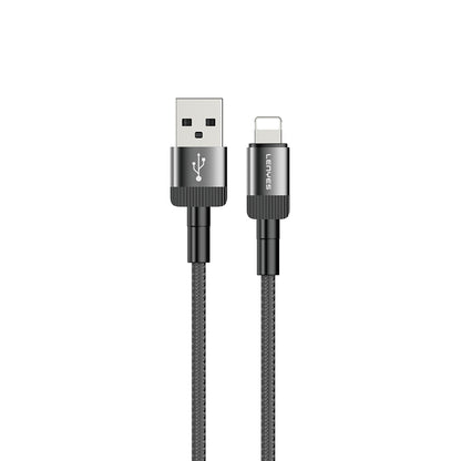 Lenyes LC546 USB-A to Lightning Örgü Tasarımlı Hızlı Şarj Özellikli Data ve Şarj Kablosu 12W 1M Siyah