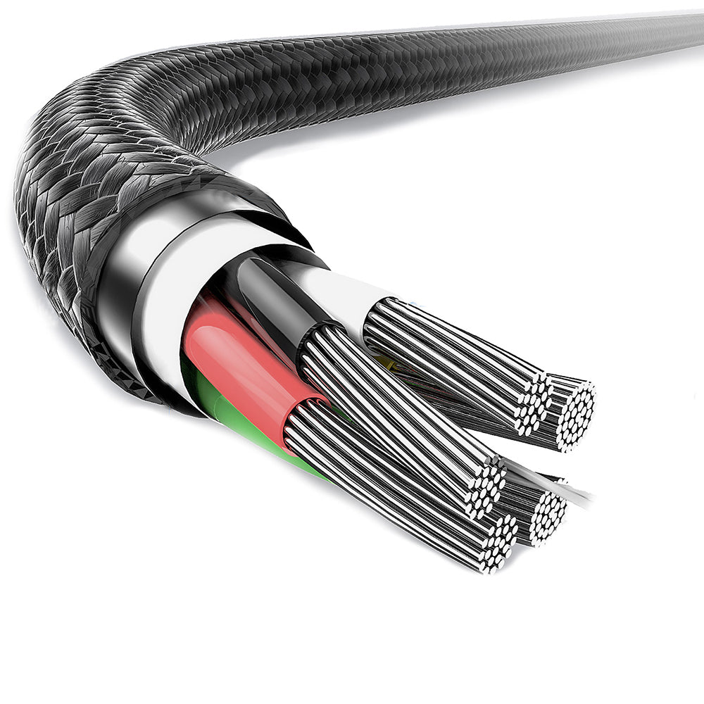 Lenyes LC546 USB-A to Type-C Örgü Tasarımlı Hızlı Şarj Özellikli Data ve Şarj Kablosu 12W 1M Siyah