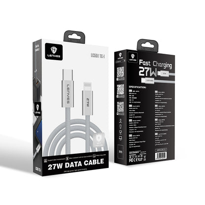 Lenyes LC551 Type-C to Lightning Hızlı Şarj Özellikli Data ve Şarj Kablosu 27W 1M Beyaz