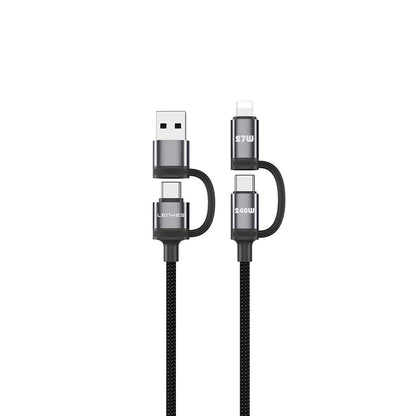 Lenyes LC557 4in1 USB-A - Type-C + Type-C to Lightning E-Mark Smart Çipli Data ve Şarj Kablosu 240W 1M
