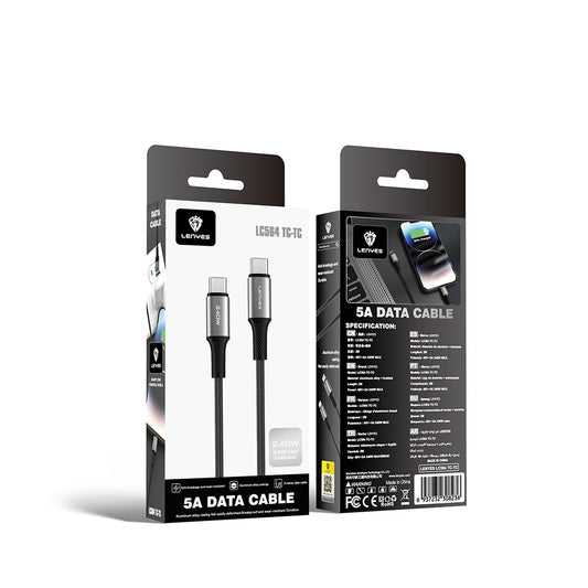 Lenyes LC564 Type-C to Type-C PD Örgü Tasarımlı Hızlı Şarj Özellikli Data ve Şarj Kablosu 240W 2M