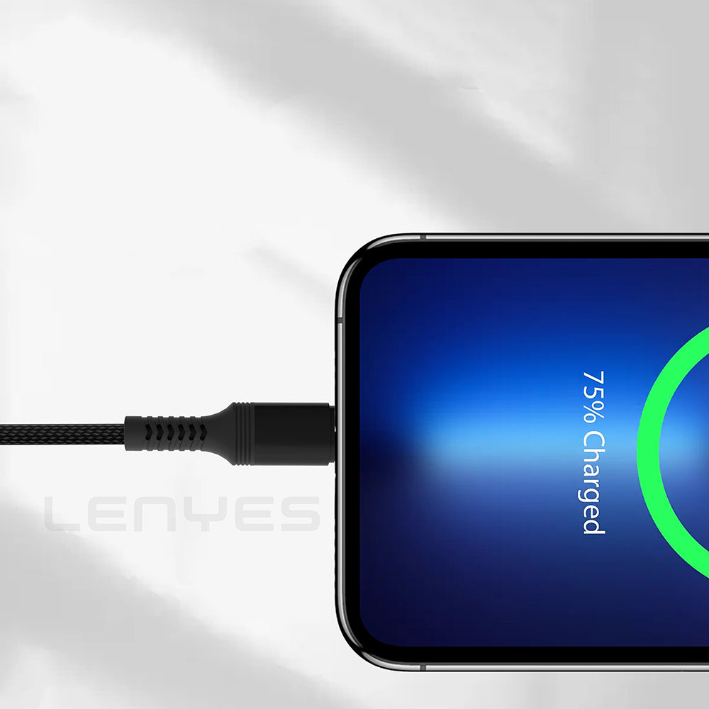 Lenyes LC980 USB-A to Type-C Hızlı Şarj Özellikli Örgülü Data ve Şarj Kablosu 1M 2.4A Siyah
