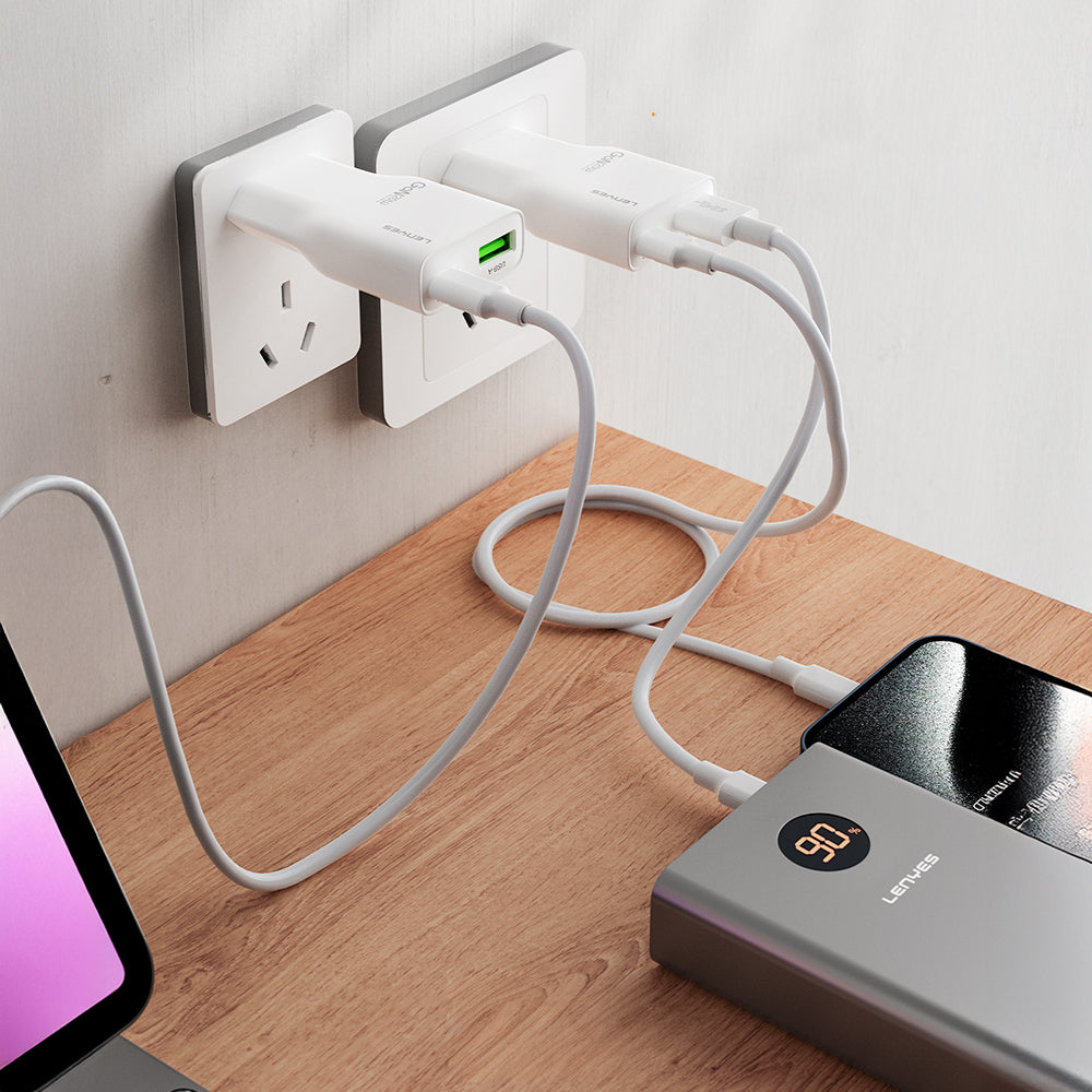 Lenyes LCH11 Serisi Type-C to Lightning GaN Teknolojili PD Hızlı Şarj Özellikli Kablolu Şarj Seti 20W Beyaz