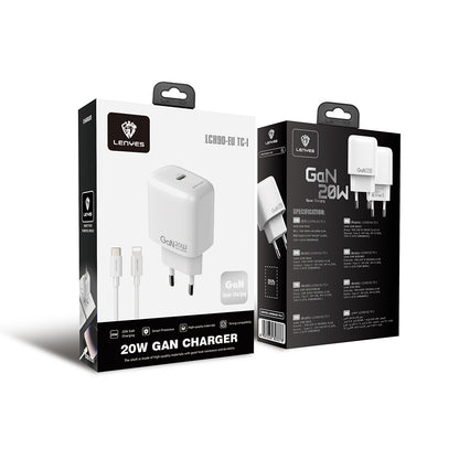 Lenyes LCH90-TC-L Type-C to Lightning GaN Teknolojili PD Hızlı Şarj Özellikli Şarj Seti 20W Beyaz