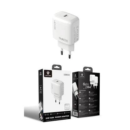 Lenyes LCH90 Type-C GaN Teknolojili PD Hızlı Şarj Özellikli Şarj Başlığı 20W Beyaz