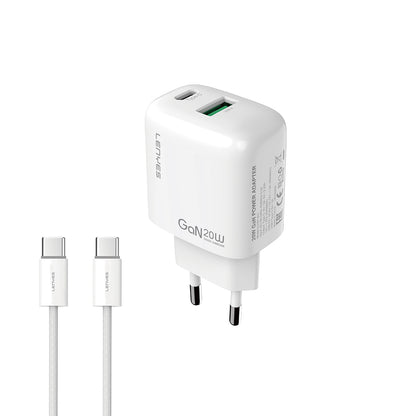 Lenyes LCH91-TC-TC Type-C to Type-C GaN Teknolojili PD ve USB Hızlı Şarj Özellikli Şarj Seti 20W Beyaz