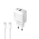 Lenyes LCH91-TC-TC Type-C to Type-C GaN Teknolojili PD ve USB Hızlı Şarj Özellikli Şarj Seti 20W Beyaz