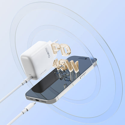 Lenyes LCH91 Type-C ve USB GaN Teknolojili PD Hızlı Şarj Özellikli Şarj Başlığı 20W Beyaz