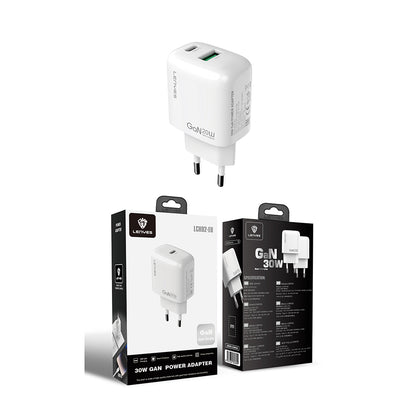 Lenyes LCH92 Type-C GaN Teknolojili PD Hızlı Şarj Özellikli Şarj Başlığı 30W Beyaz