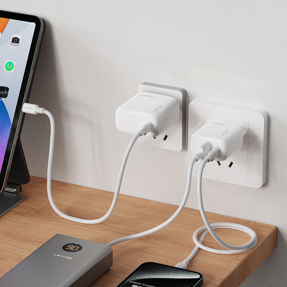 Lenyes LCH92 Type-C GaN Teknolojili PD Hızlı Şarj Özellikli Şarj Başlığı 30W Beyaz