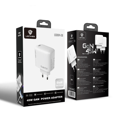 Lenyes LCH94 Type-C GaN Teknolojili PD Hızlı Şarj Özellikli Şarj Başlığı 45W Beyaz