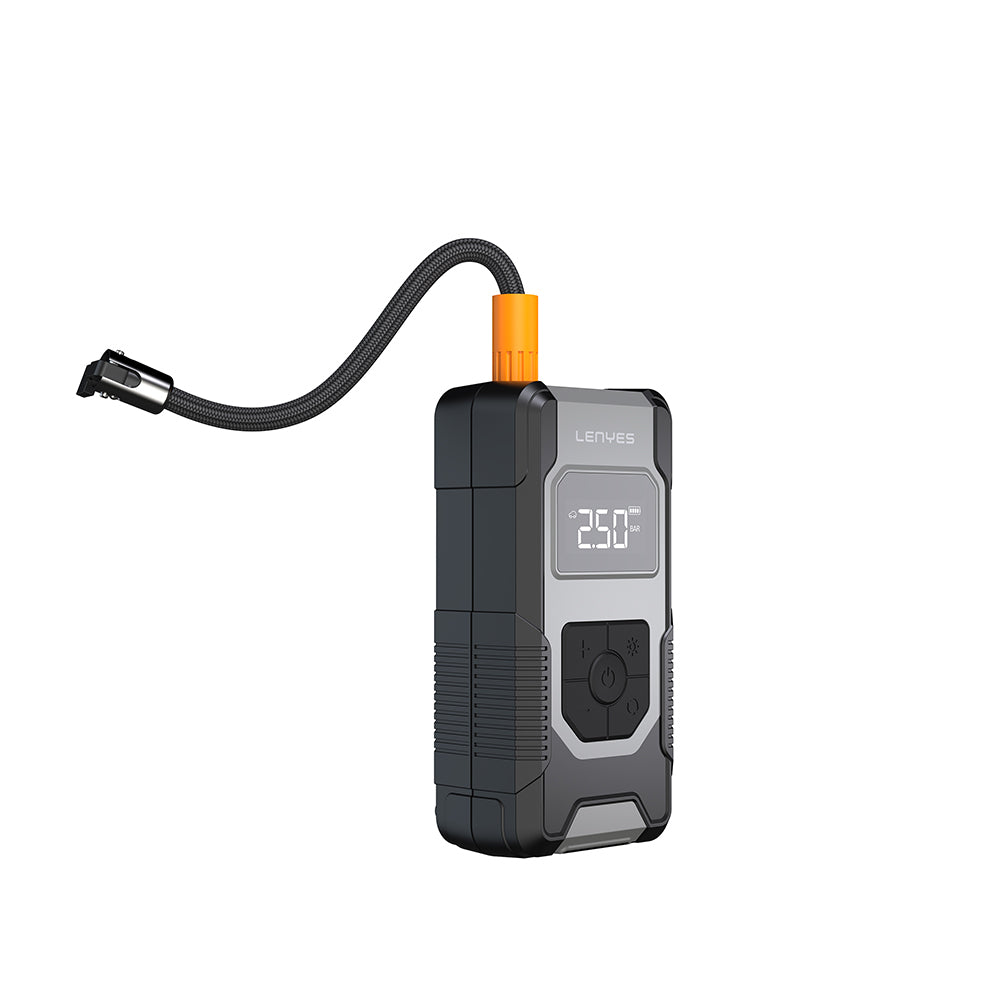 Lenyes LCI201 Oto Araç Lastik Şişirme Pompası Çok Modlu Dijital Ekranlı Araç Hava Kompresörü Siyah