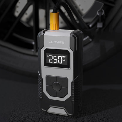 Lenyes LCI201 Oto Araç Lastik Şişirme Pompası Çok Modlu Dijital Ekranlı Araç Hava Kompresörü Siyah