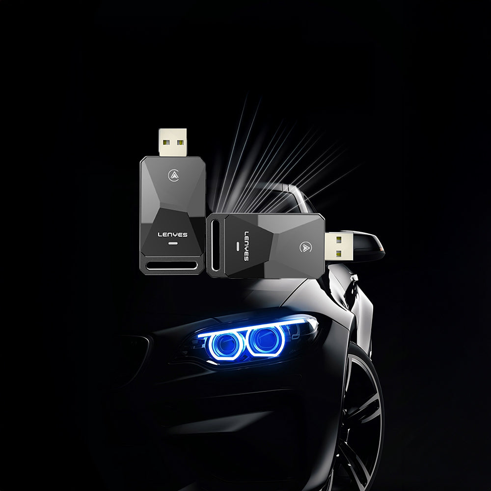 Lenyes LCP02 Android Auto Destekli CarPlay USB Bluetooth 5.0 Wireless Transmitter Adaptör Siyah