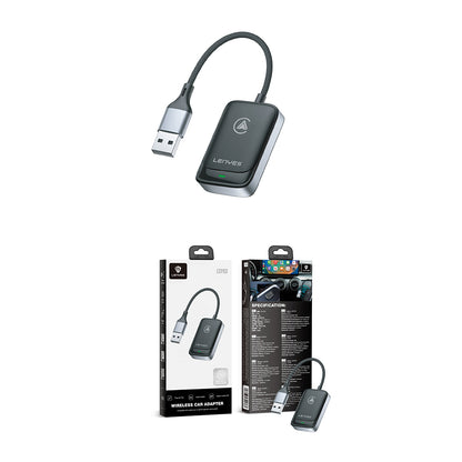 Lenyes LCP03 Android Auto Destekli CarPlay USB Bluetooth 5.0 Wireless Transmitter Adaptör Siyah