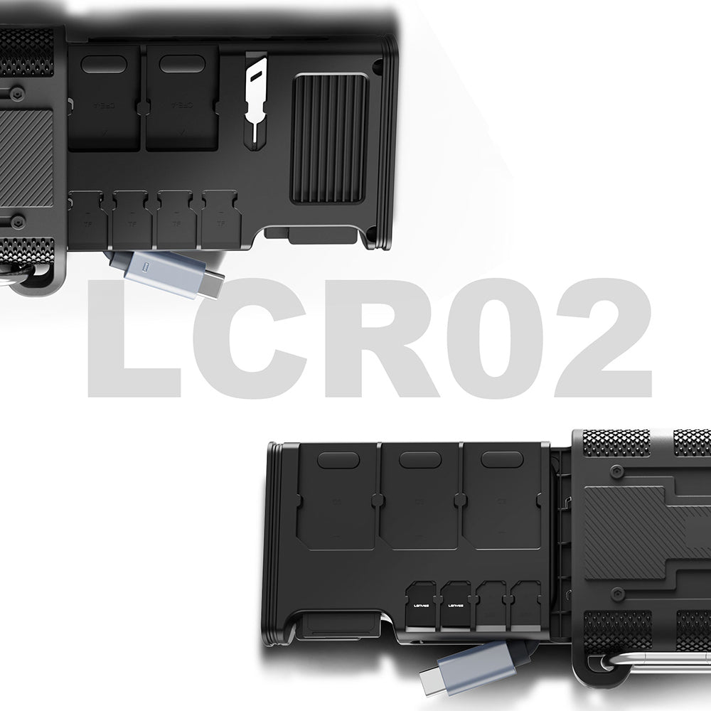 Lenyes LCR02 Type-C Kablolu Su Geçirmez Çoklu Kart Depolama ve Okuyucu Kutusu 10 Gbps Siyah