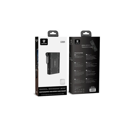 Lenyes LCR04 Type-C Kablolu Su Geçirmez Çoklu Kart Depolama ve Okuyucu Kutusu 10 Gbps Siyah