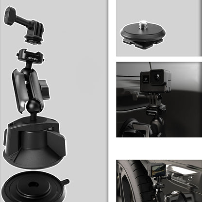 Lenyes LCT102 Teleskopik Vantuzlu Tasarım Aksiyon Kamera Tutucu Siyah