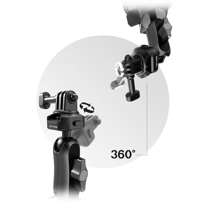 Lenyes LCT102 Teleskopik Vantuzlu Tasarım Aksiyon Kamera Tutucu Siyah