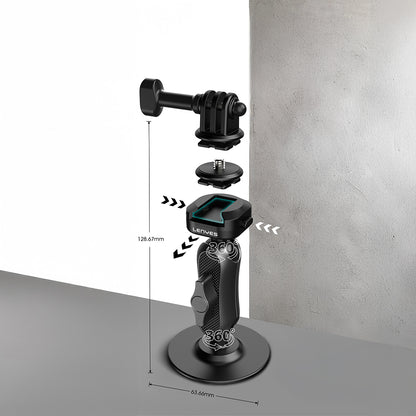 Lenyes LCT104 Teleskopik Vantuzlu Tasarım Aksiyon Kamera Tutucu Siyah