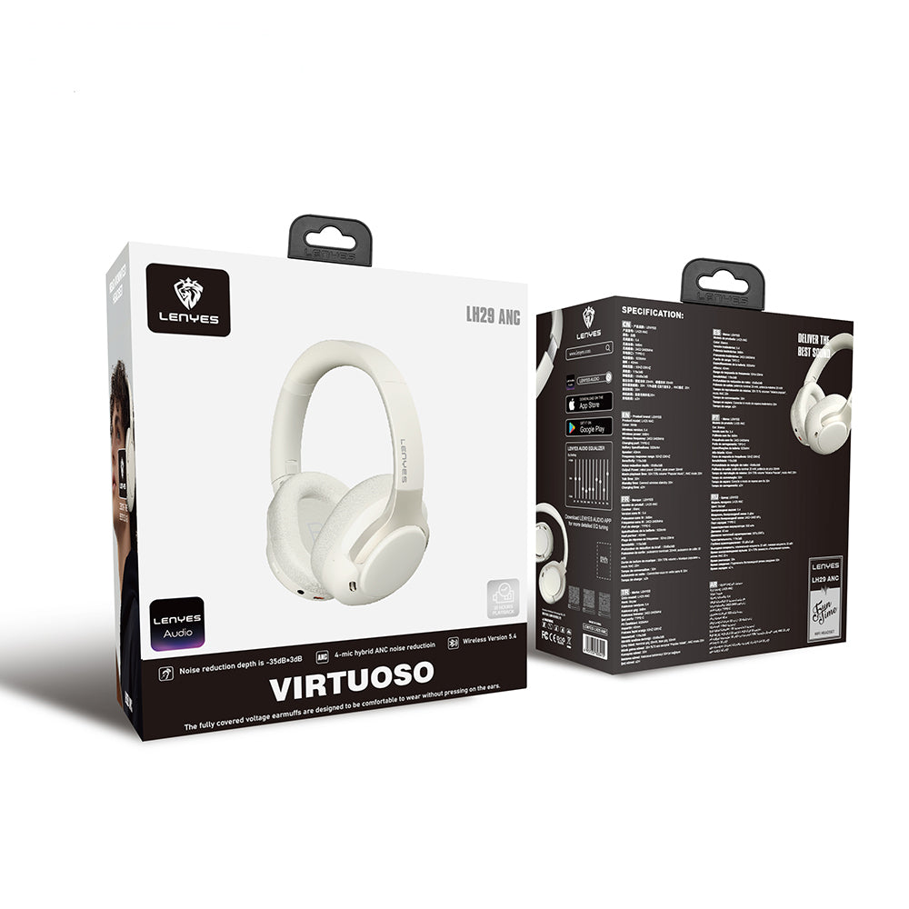 Lenyes LH29 ANC Özellikli TWS Kulak Üstü Bluetooth Kulaklık v5.4 Beyaz