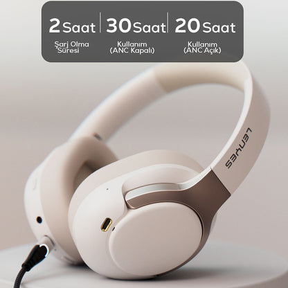 Lenyes LH29 ANC Özellikli TWS Kulak Üstü Bluetooth Kulaklık v5.4 Siyah