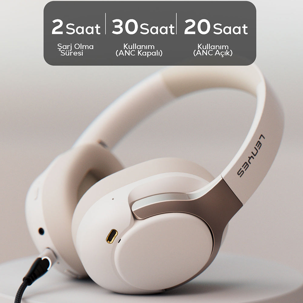 Lenyes LH29 ANC Özellikli TWS Kulak Üstü Bluetooth Kulaklık v5.4 Beyaz