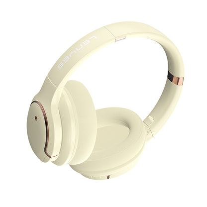 Lenyes LH61 Katlanabilir Tasarımlı TWS Kulak Üstü Bluetooth Kulaklık v5.4 Krem