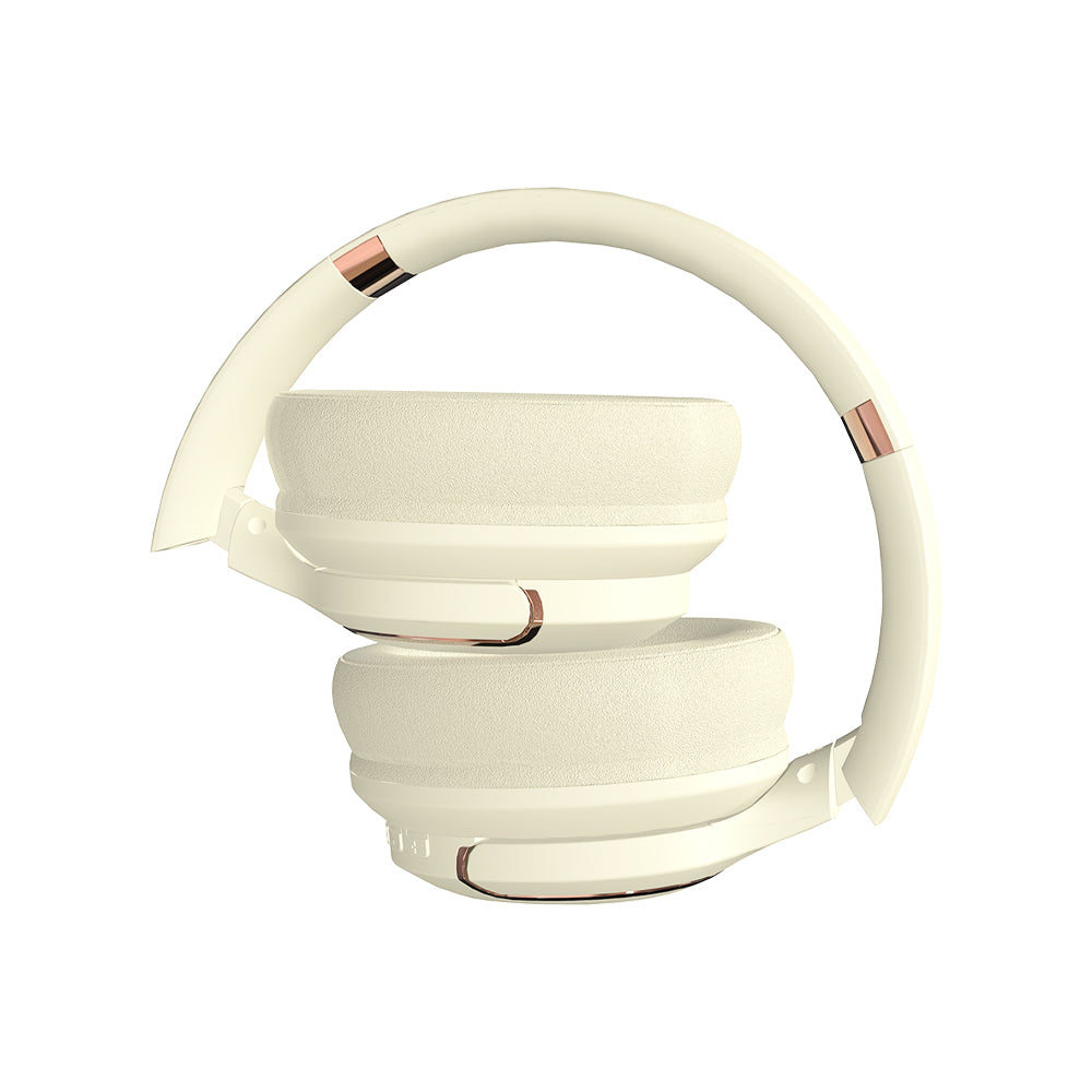 Lenyes LH61 Katlanabilir Tasarımlı TWS Kulak Üstü Bluetooth Kulaklık v5.4 Krem