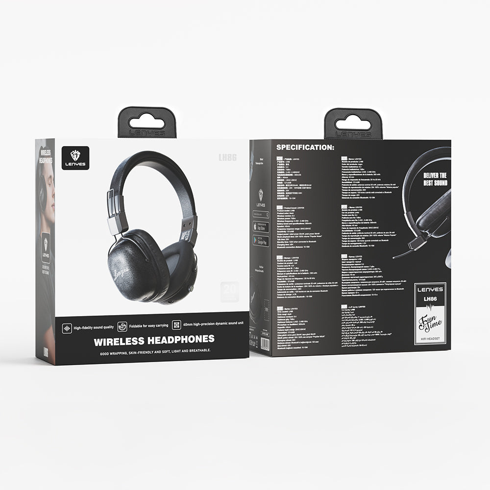 Lenyes LH86 Hi-Fi Ses Kaliteli Kulak Üstü Bluetooth Kulaklık v5.4 Siyah