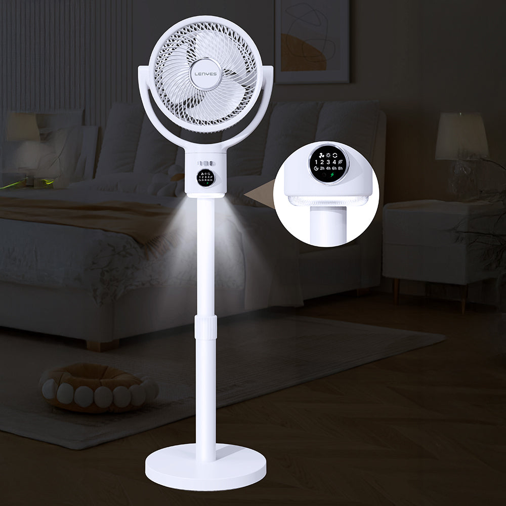 Lenyes LHF10 Dijital LED Göstergeli 5 Kademeli Uzaktan Kumandalı Uzayabilen Gövdeli 10 inç Fan Beyaz
