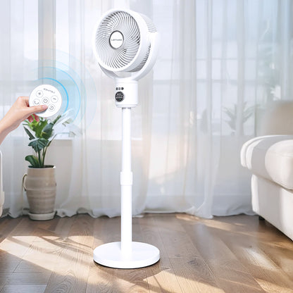Lenyes LHF10 Dijital LED Göstergeli 5 Kademeli Uzaktan Kumandalı Uzayabilen Gövdeli 10 inç Fan Beyaz