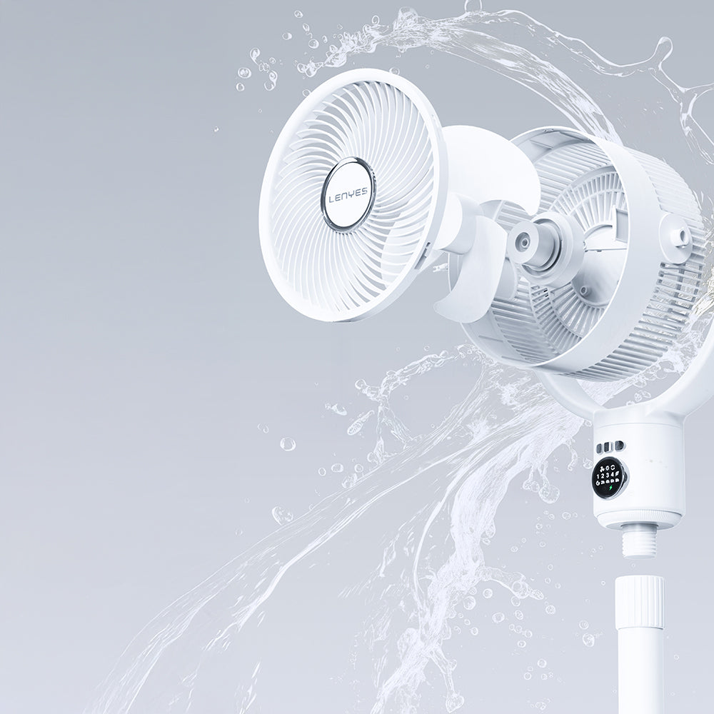 Lenyes LHF10 Dijital LED Göstergeli 5 Kademeli Uzaktan Kumandalı Uzayabilen Gövdeli 10 inç Fan Beyaz