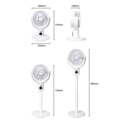 Lenyes LHF10 Dijital LED Göstergeli 5 Kademeli Uzaktan Kumandalı Uzayabilen Gövdeli 10 inç Fan Beyaz