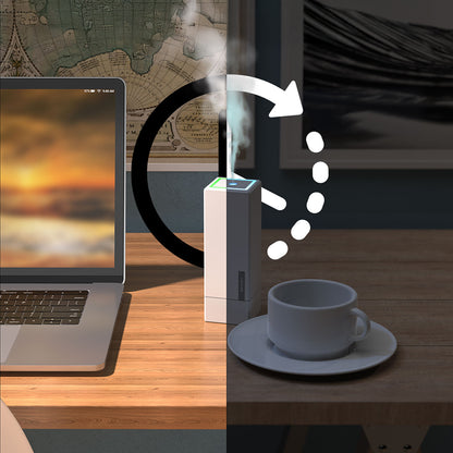 Lenyes LHU02 Küp Tipi RGB Atmosfer Işıklı Nano Sprey Sessiz Hava Nemlendirici Beyaz