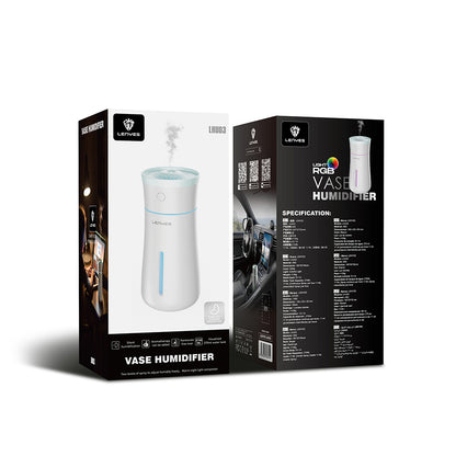 Lenyes LHU03 Vazo Tipi RGB Atmosfer Işıklı Nano Sprey Sessiz Hava Nemlendirici Beyaz