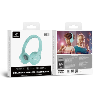 Lenyes LKH31 Ayarlanabilir Çocuklara Özel Kulak Üstü Kablolu ve Bluetooth Kulaklık v5.4 Yeşil
